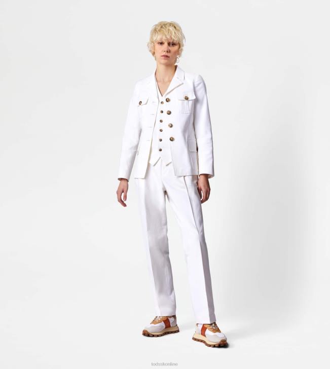 Tod\'s 8NXV551 biely ženy nohavice zo strečovej bavlny