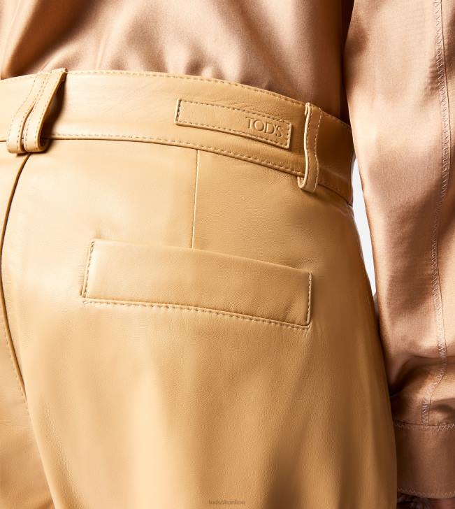Tod\'s 8NXV553 béžová ženy nohavice v koži