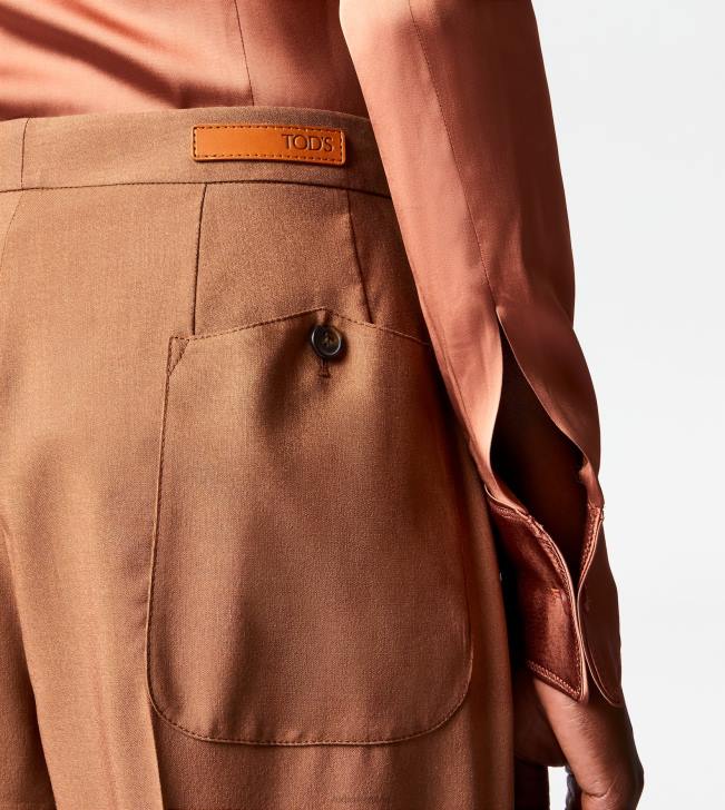 Tod\'s 8NXV563 hnedá ženy nohavice z hodvábnej zmesi vlny