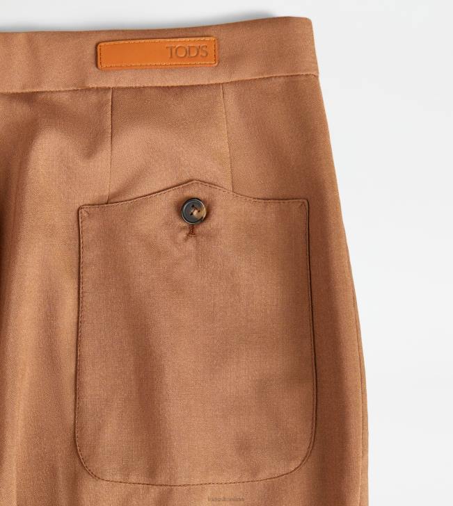 Tod\'s 8NXV563 hnedá ženy nohavice z hodvábnej zmesi vlny