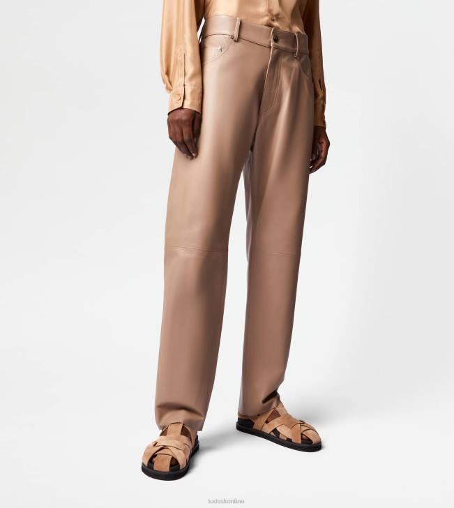 Tod\'s 8NXV584 hnedá ženy Kožené nohavice s 5 vreckami