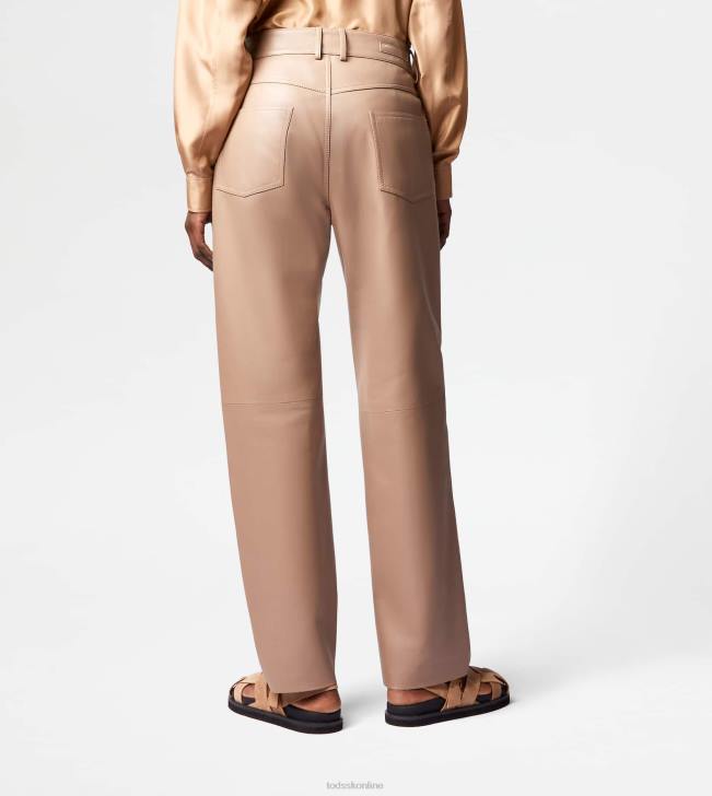 Tod\'s 8NXV584 hnedá ženy Kožené nohavice s 5 vreckami