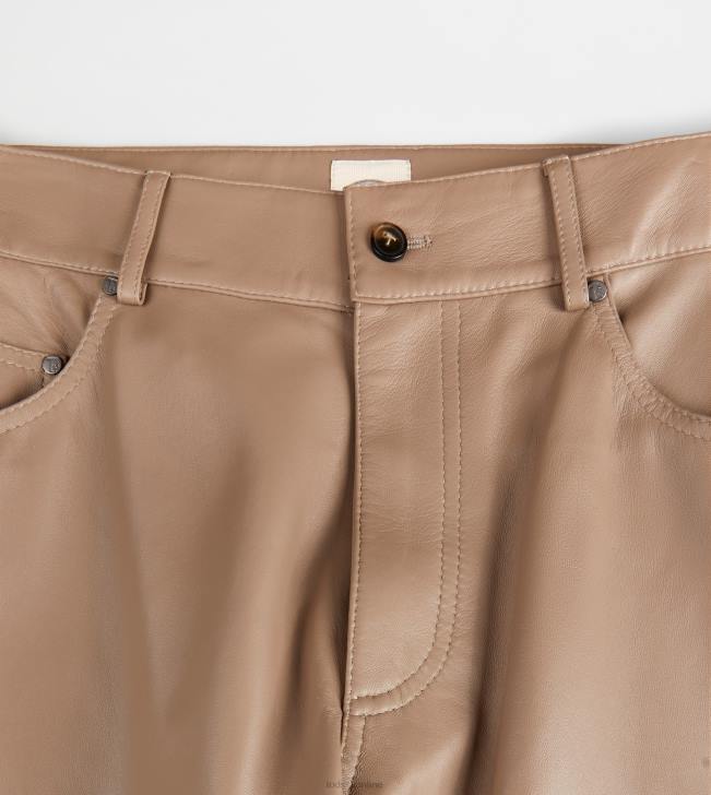 Tod\'s 8NXV584 hnedá ženy Kožené nohavice s 5 vreckami