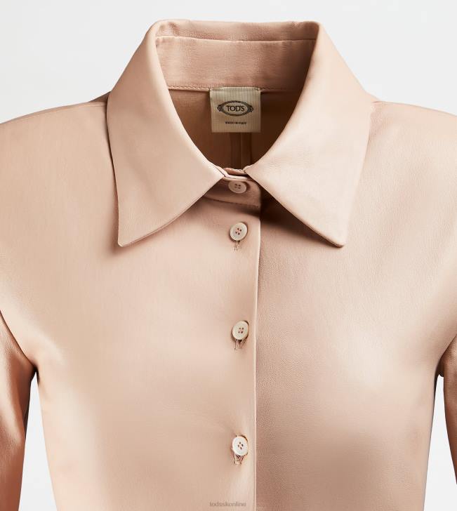 Tod\'s 8NXV561 Ružová ženy midi šaty zo strečovej napa kože