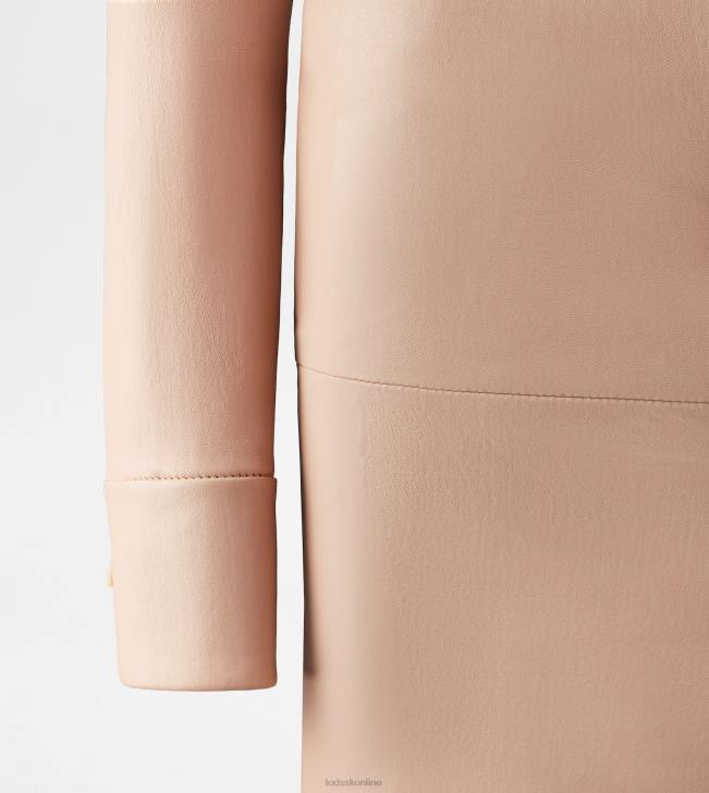 Tod\'s 8NXV561 Ružová ženy midi šaty zo strečovej napa kože