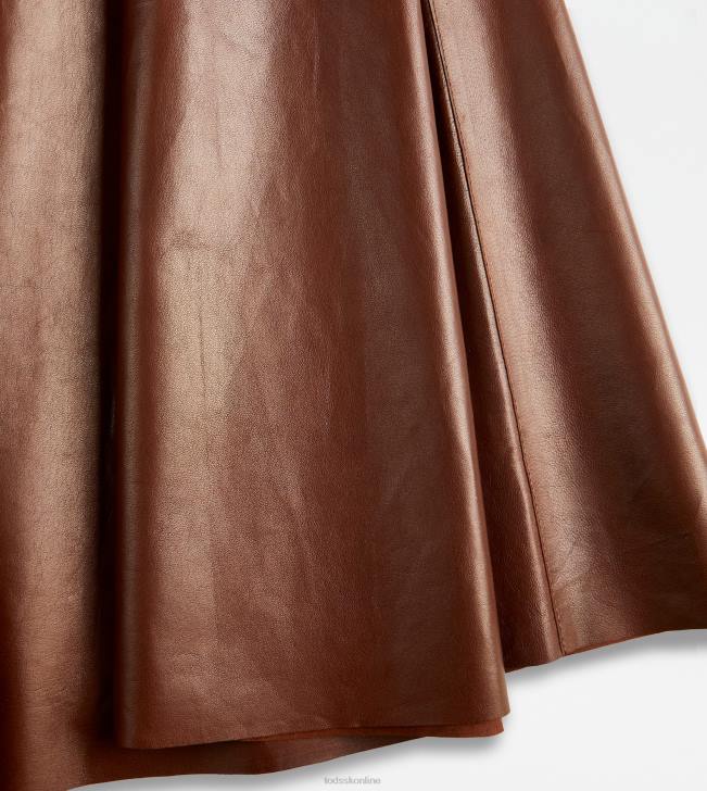 Tod\'s 8NXV571 hnedá ženy rozšírená kožená sukňa