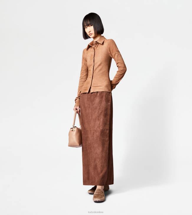 Tod\'s 8NXV573 hnedá ženy dlhá semišová sukňa