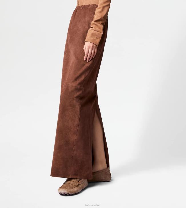Tod\'s 8NXV573 hnedá ženy dlhá semišová sukňa