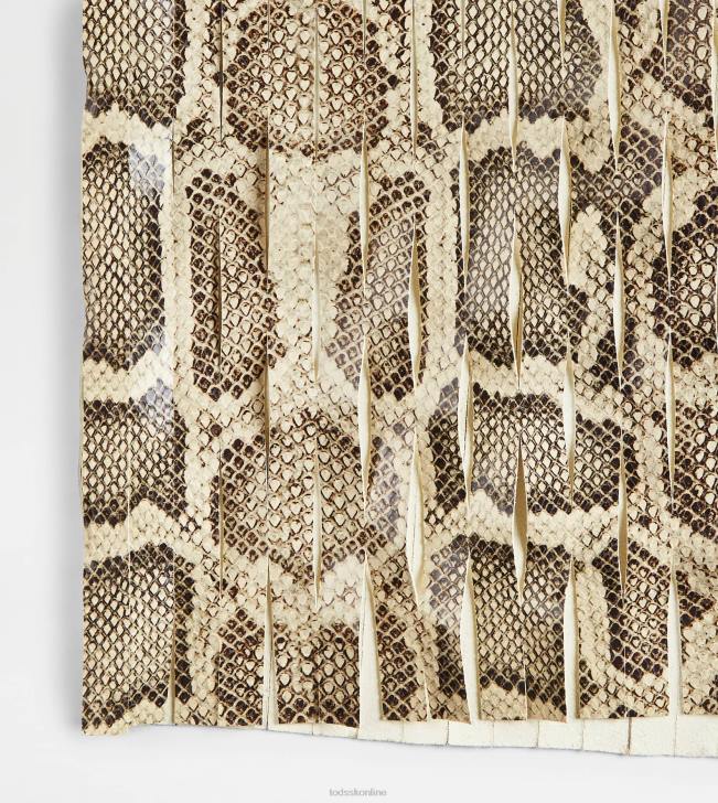 Tod\'s 8NXV582 béžová/čierna ženy midi sukňa z kože s plazivou potlačou