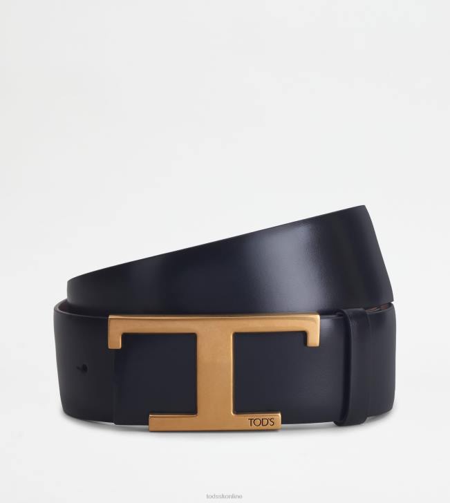 Tod's 8NXV237 čierna/ružová ženy t nadčasový kožený opasok