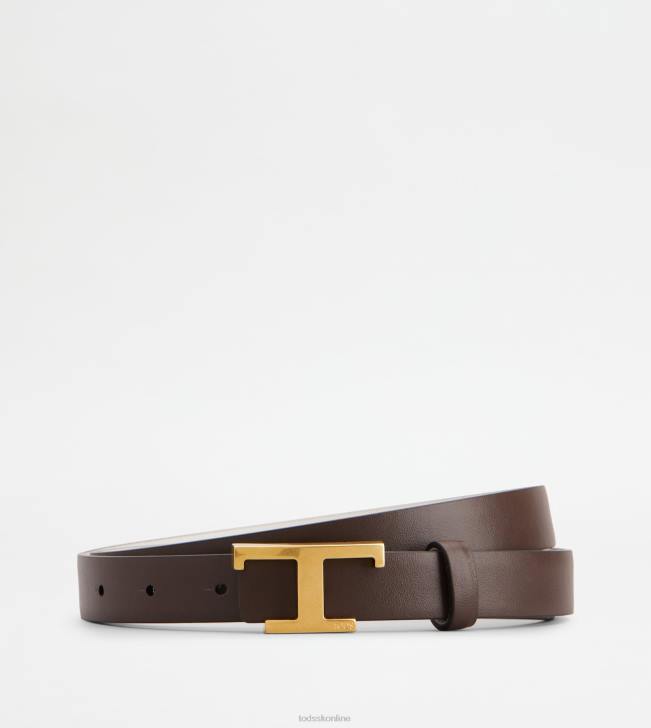 Tod\'s 8NXV243 biela/hnedá ženy t nadčasový obojstranný kožený opasok