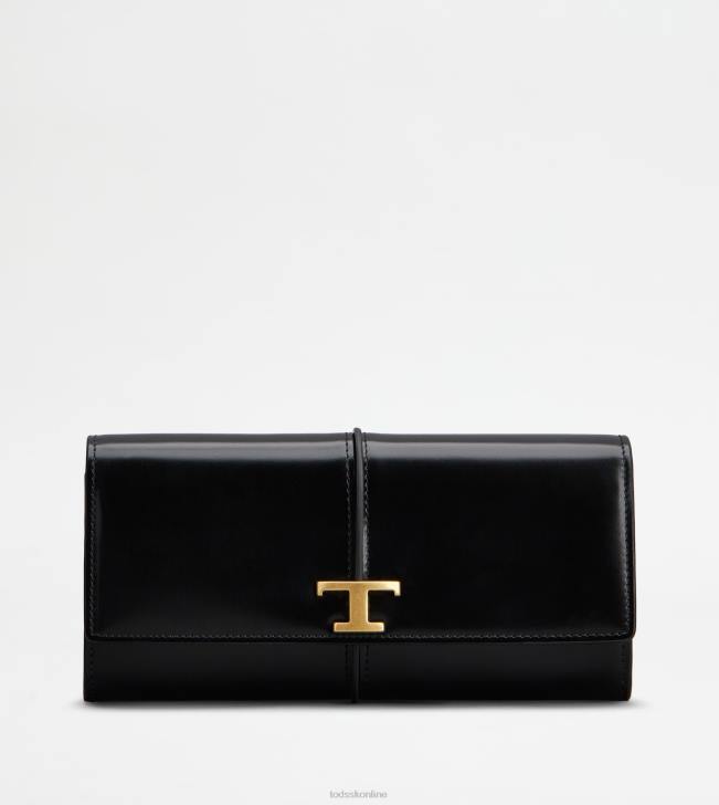 Tod's 8NXV478 čierna ženy t nadčasová peňaženka v koži