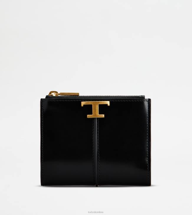Tod's 8NXV479 čierna ženy t nadčasová peňaženka v koži
