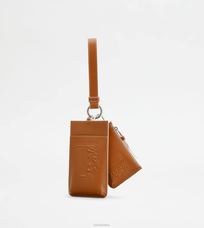 Tod's 8NXV488 hnedá ženy kožený držiak na karty a mince