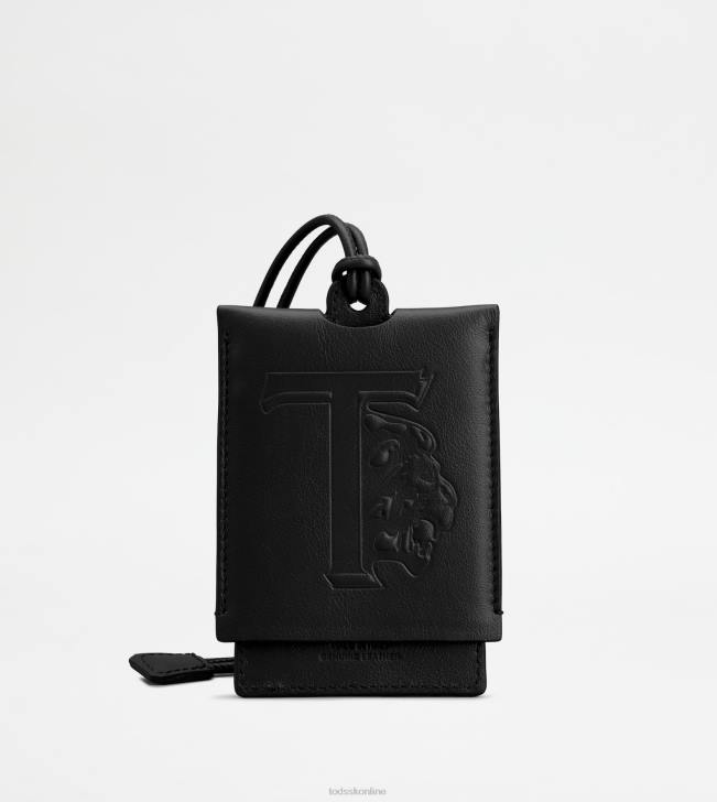 Tod's 8NXV490 čierna ženy malý kožený držiak na karty na krk