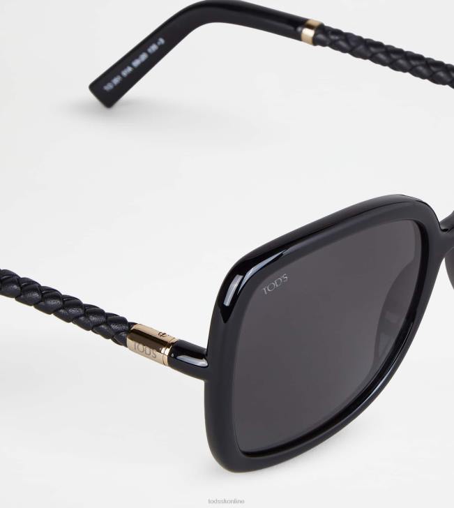 Tod\'s 8NXV534 čierna ženy slnečné okuliare so stranicou v koži