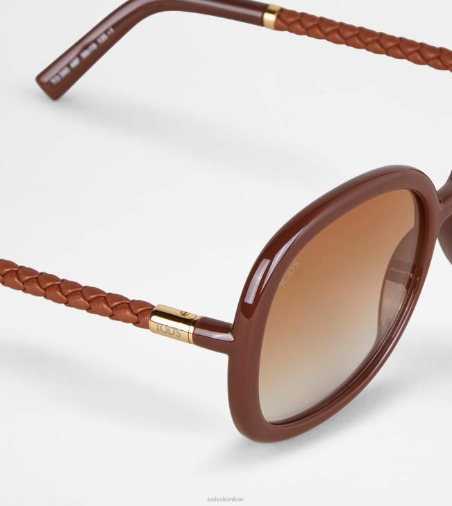 Tod\'s 8NXV535 hnedá ženy slnečné okuliare so stranicou v koži