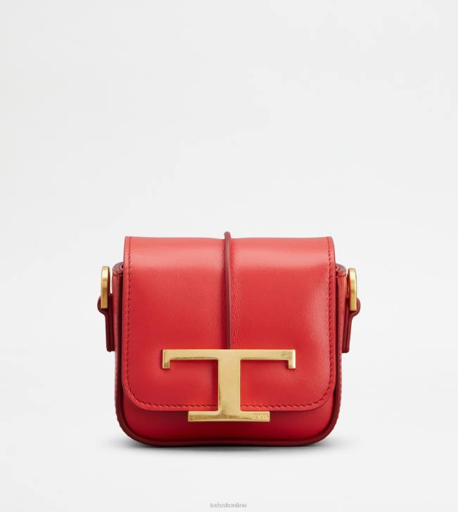 Tod's 8NXV439 červená ženy Nadčasová crossbody kabelka z kože s retiazkovým popruhom