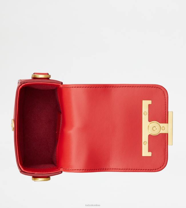 Tod\'s 8NXV439 červená ženy Nadčasová crossbody kabelka z kože s retiazkovým popruhom