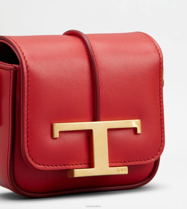 Tod\'s 8NXV439 červená ženy Nadčasová crossbody kabelka z kože s retiazkovým popruhom