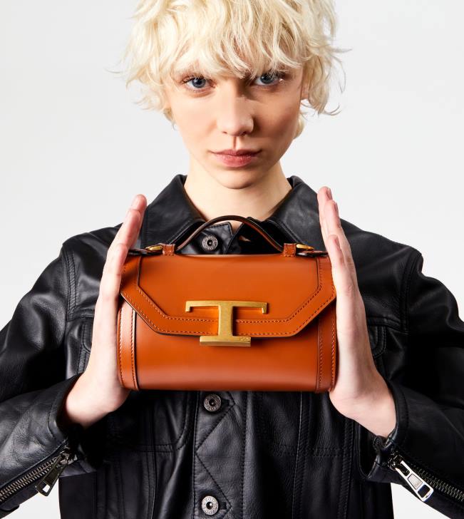 Tod\'s 8NXV442 oranžová ženy t nadčasová crossbody kabelka z mikro kože