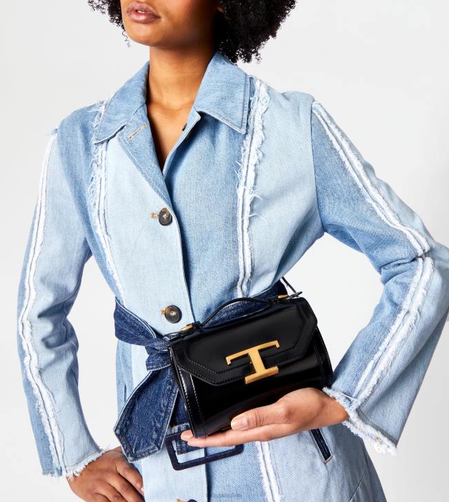 Tod\'s 8NXV443 čierna ženy t nadčasová crossbody kabelka z mikro kože