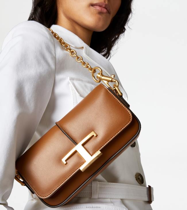 Tod\'s 8NXV444 hnedá ženy t nadčasová crossbody kabelka v koženej mini kabelke