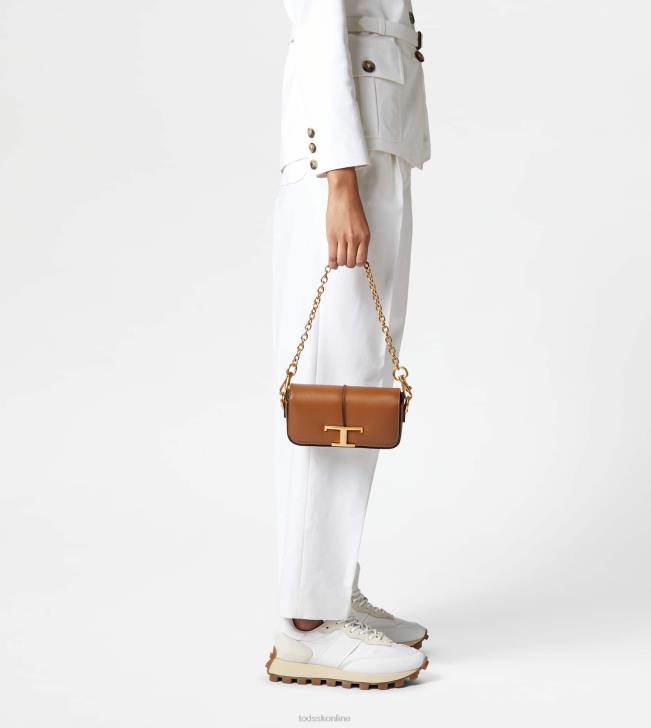 Tod\'s 8NXV444 hnedá ženy t nadčasová crossbody kabelka v koženej mini kabelke
