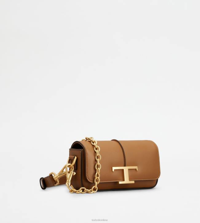 Tod\'s 8NXV444 hnedá ženy t nadčasová crossbody kabelka v koženej mini kabelke