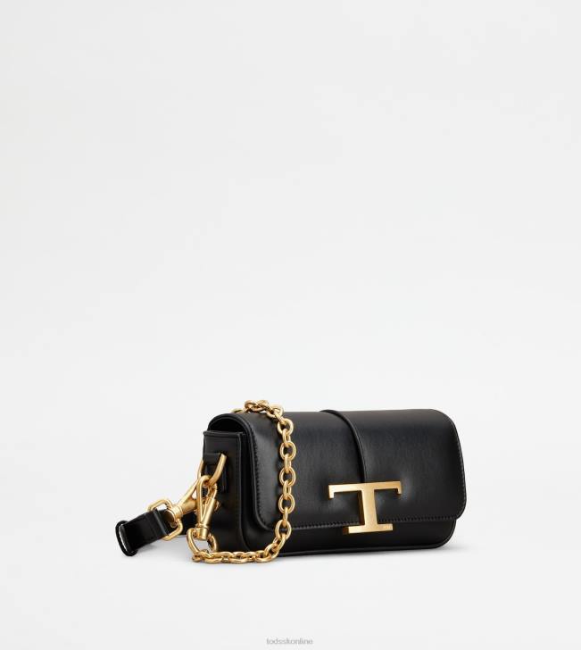Tod\'s 8NXV446 čierna ženy t nadčasová crossbody kabelka v koženej mini kabelke