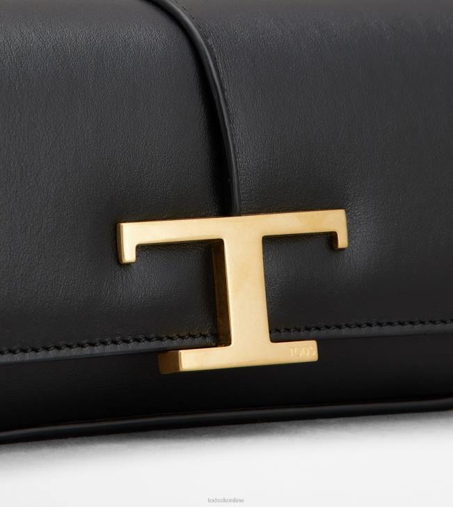 Tod\'s 8NXV446 čierna ženy t nadčasová crossbody kabelka v koženej mini kabelke