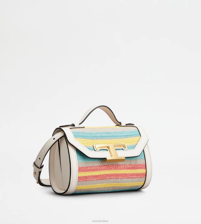 Tod\'s 8NXV452 sivobiela/svetlomodrá/žltá ženy t nadčasová crossbody kabelka z látky a kože mikro