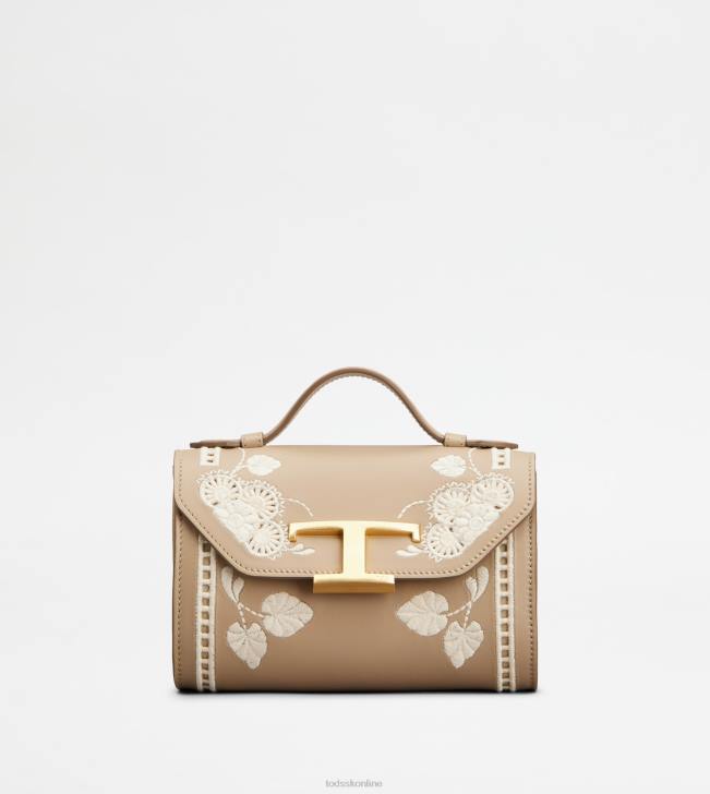 Tod's 8NXV455 béžová ženy t nadčasová crossbody kabelka z mikro kože