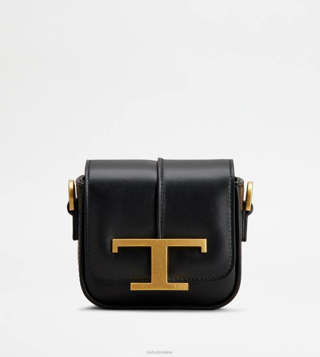 Tod's 8NXV456 čierna ženy t nadčasová crossbody kabelka z mikro kože