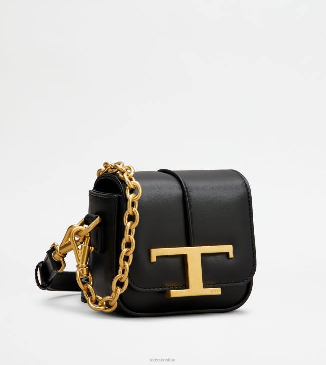 Tod\'s 8NXV456 čierna ženy t nadčasová crossbody kabelka z mikro kože
