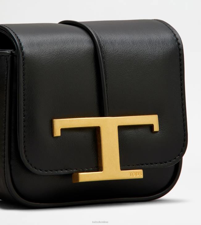 Tod\'s 8NXV456 čierna ženy t nadčasová crossbody kabelka z mikro kože