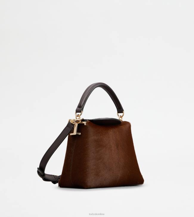 Tod\'s 8NXV352 hnedá ženy messenger tote bag t puzdro z kože s efektom pony kože mikro