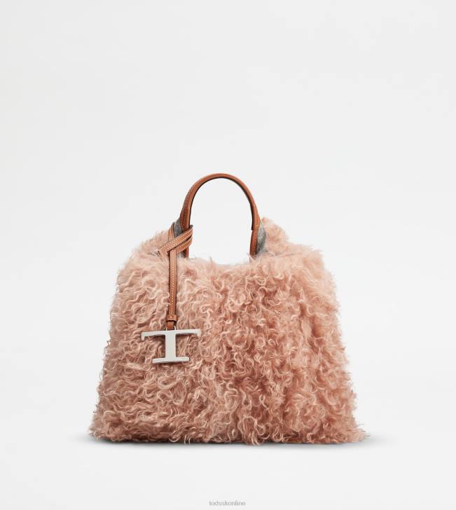 Tod's 8NXV356 Ružová ženy mini kabelka z mohéru a kože