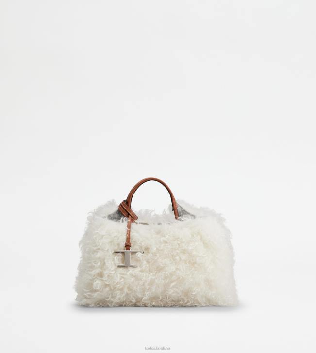 Tod's 8NXV371 biely ženy taška z mohéru a mikro kože