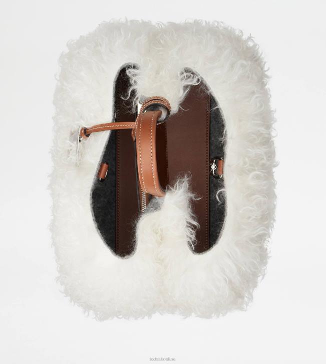 Tod\'s 8NXV371 biely ženy taška z mohéru a mikro kože