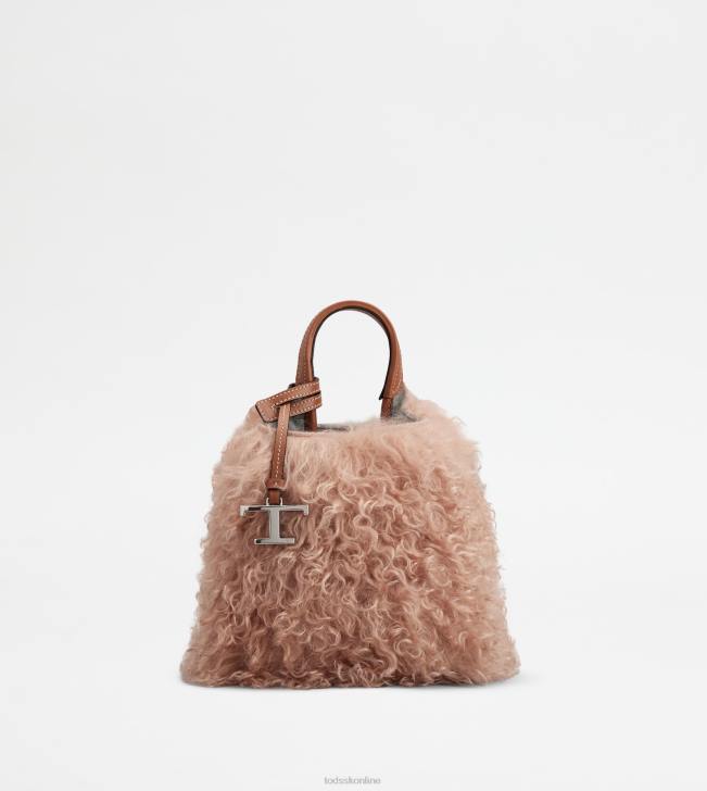 Tod's 8NXV468 Ružová ženy mikro taštička z mohéru a kože mikro