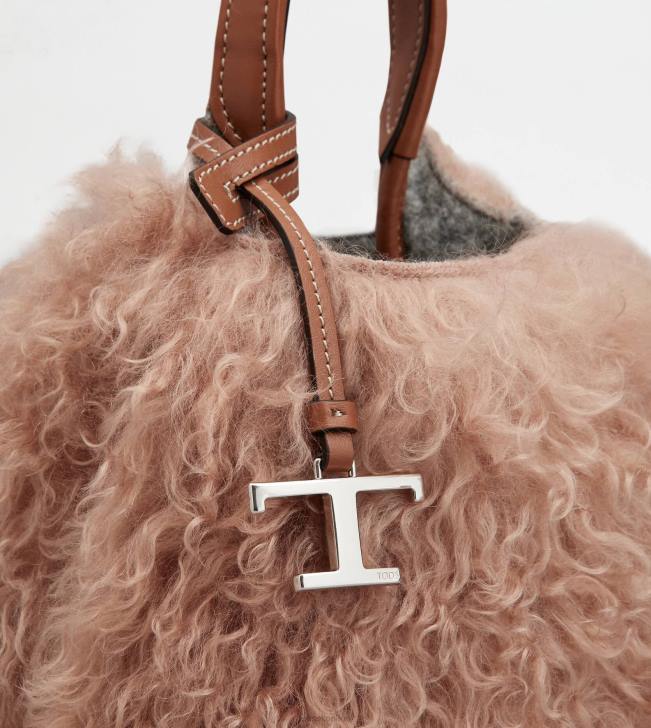 Tod\'s 8NXV468 Ružová ženy mikro taštička z mohéru a kože mikro
