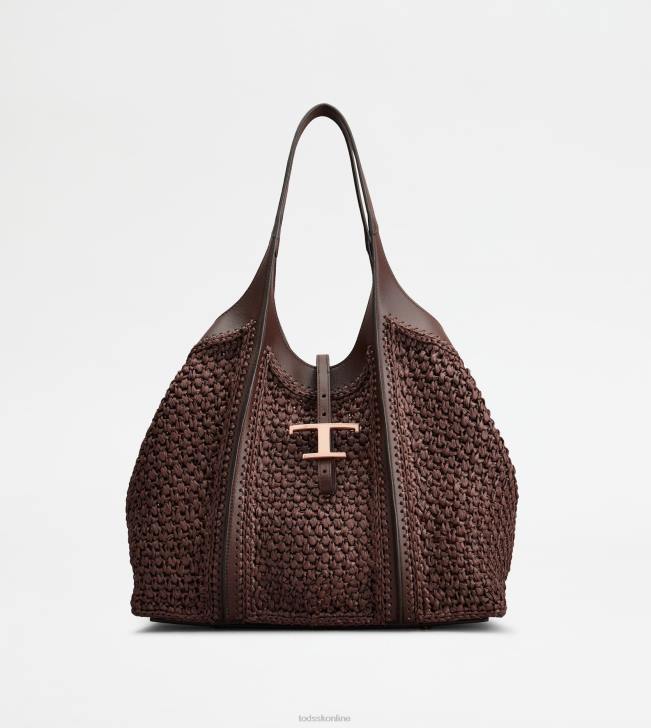 Tod's 8NXV251 hnedá ženy t nadčasová nákupná taška z rafie a kože