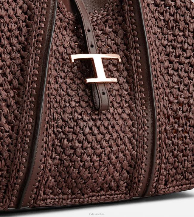 Tod\'s 8NXV251 hnedá ženy t nadčasová nákupná taška z rafie a kože