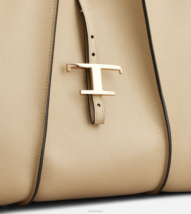 Tod\'s 8NXV275 béžová ženy t nadčasová nákupná taška zo strednej kože