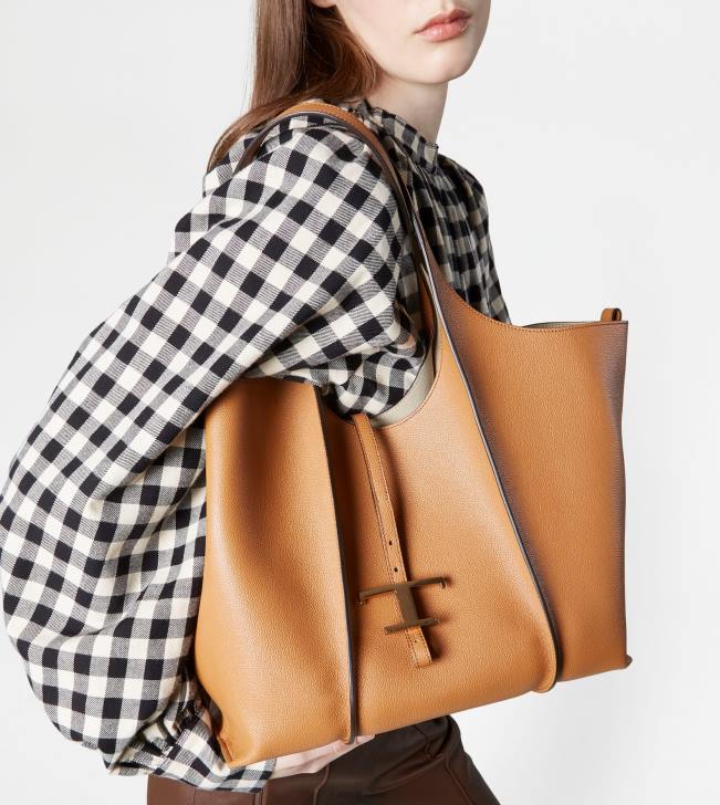 Tod\'s 8NXV276 hnedá ženy t nadčasová nákupná taška zo strednej kože
