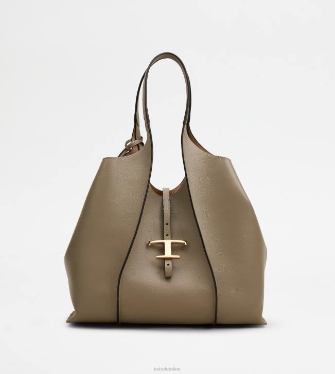 Tod's 8NXV278 sivá ženy t nadčasová nákupná taška zo strednej kože