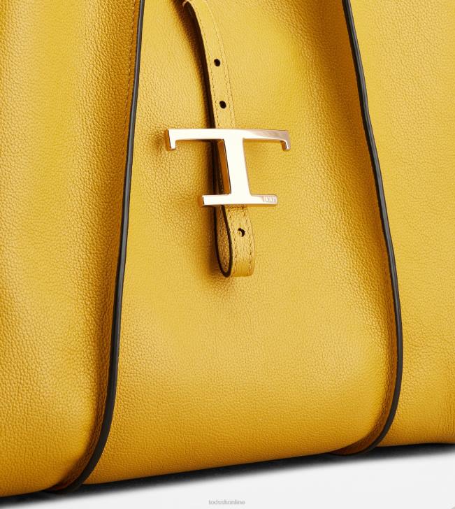 Tod\'s 8NXV281 žltá ženy t nadčasová nákupná taška zo strednej kože