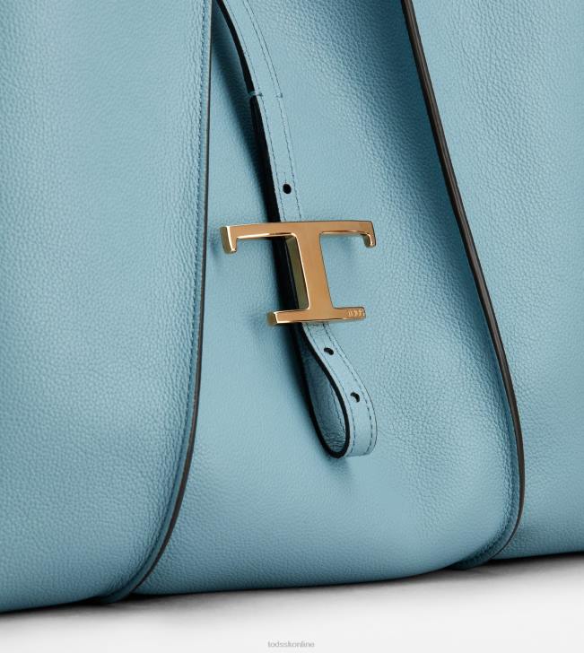 Tod\'s 8NXV282 svetlo modrá ženy t nadčasová nákupná taška zo strednej kože