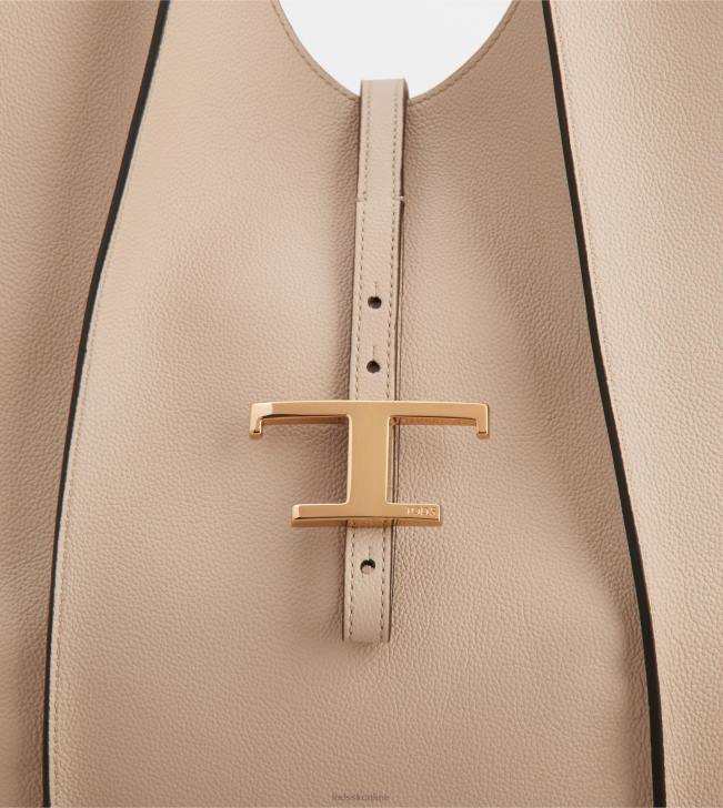 Tod\'s 8NXV287 béžová ženy t nadčasová nákupná taška zo strednej kože